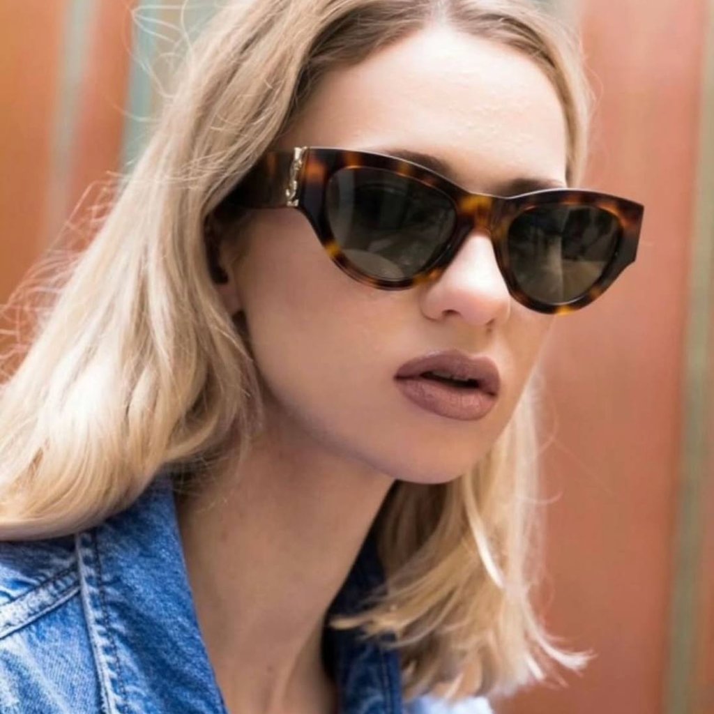 Saint Laurent Slm94 003 Cat Eye Sunglasses - Havana/Green